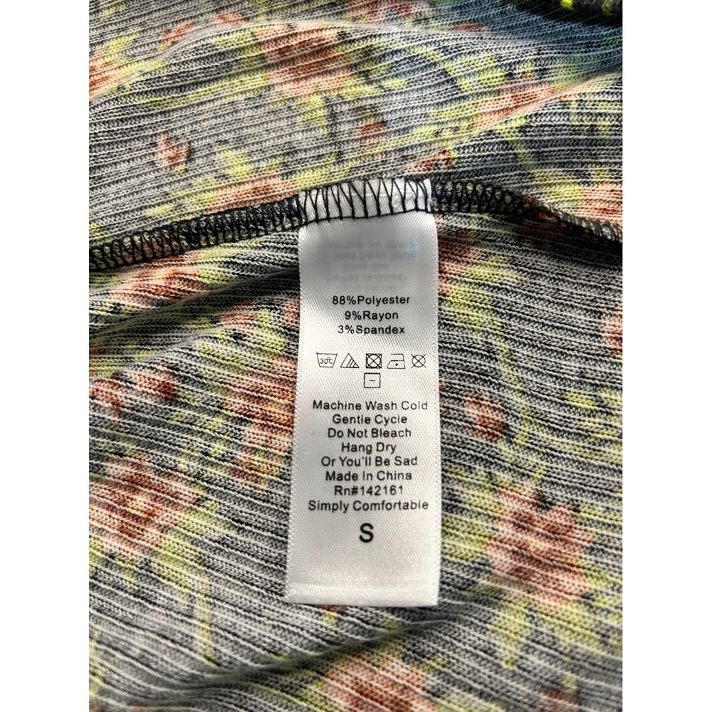 LuLaRoe Sarah Cardigan Black Small Floral Long Sleeve Open Front Pockets Ribbed - Picture 5 of 10
